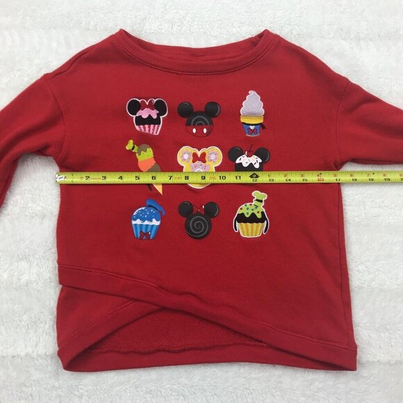 Disney Sweatshirt Womens Juniors Small Cropped Snacks Red - Picture 8 of 9